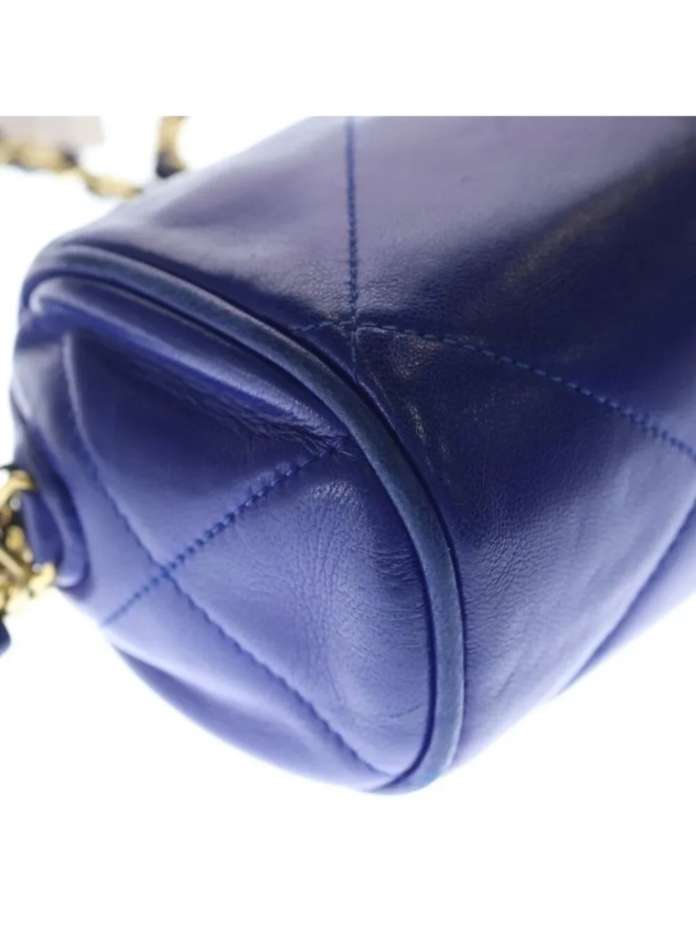 Chanel Quilted Fringe Charm Tassel Mini Chain Shoulder Bag Blue Leather Gold